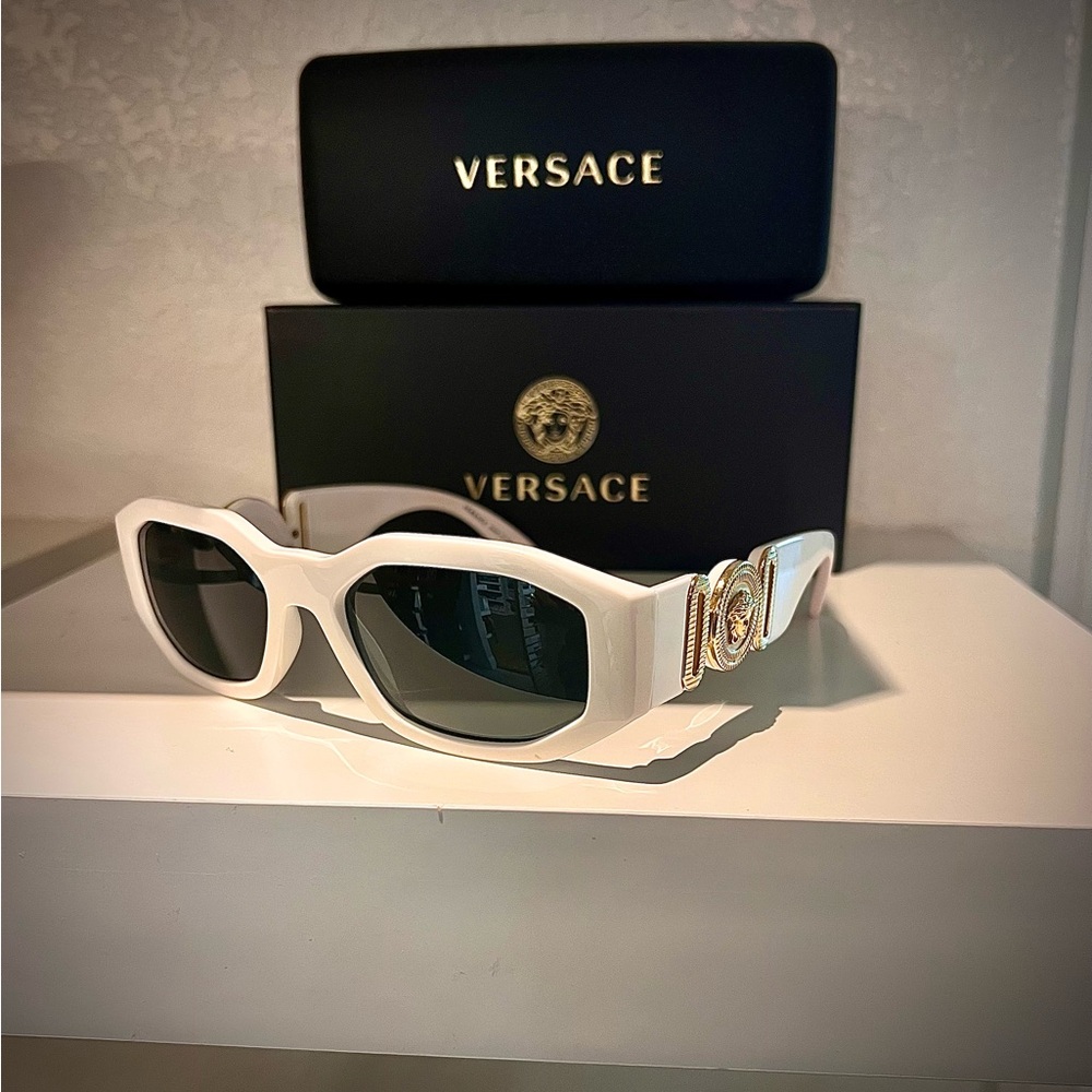 Versace Medusa White Sunglasses with Medusa Logo